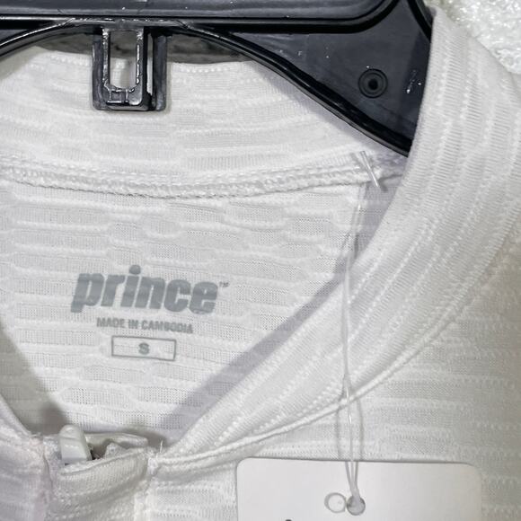 Prince Women's Match 1/4 Zip textured Tennis Top White small - Picture 3 of 8